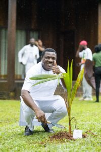 Abayomi Ajao, Edrington's Customer Marketing Manager, West, Central and North Africa, after planting his tree.