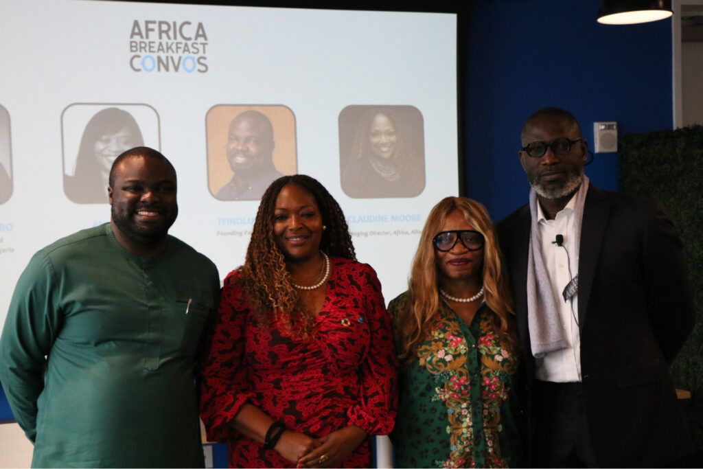 L-R: Iyin Aboyeji, Founding Partner, Future Africa; Claudine Moore, Managing Director, Africa, Allison; Anie Akpe Founder of African Women In Tech (AWIT) and Tobe Okigbo, CCSO MTN Nigeria.