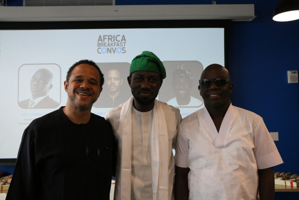 L-R: Sam Onyemelukwe, Senior Vice President of Global Business Development, TRACE; Ayeni Adekunle, Founder and CEO, BHM and Ayo Animashaun, Founder & CEO at Smooth Promotions, Hip TV, & The Headies.