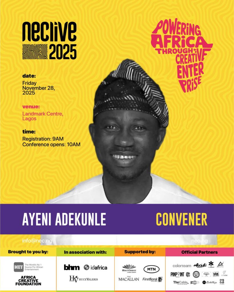 NECLive 2025 brings Africa’s top entertainers to Lagos on November 28, aiming to turn creativity into economic power